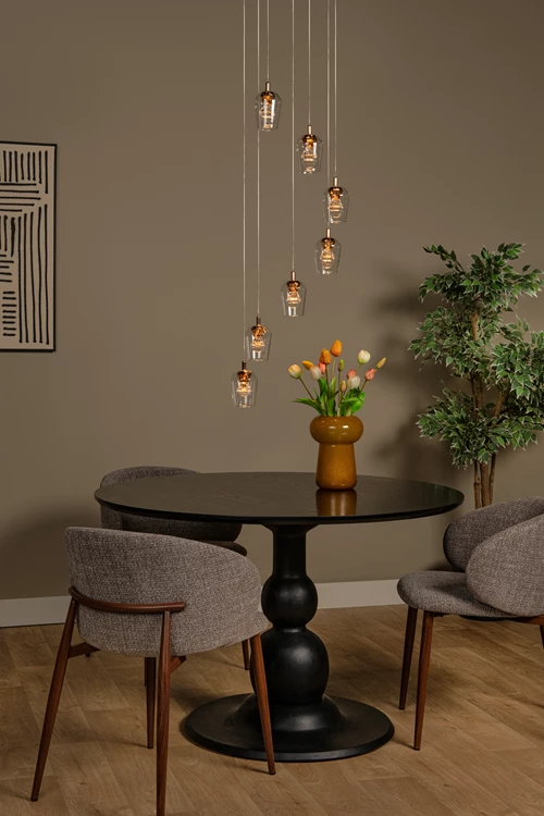 Lucide BERLIANE - Suspension - Ø 39 cm - LED Dim. - 7x4W 2700K - Avec module LED remplaçable - Transparent | Essential - ambiance 1